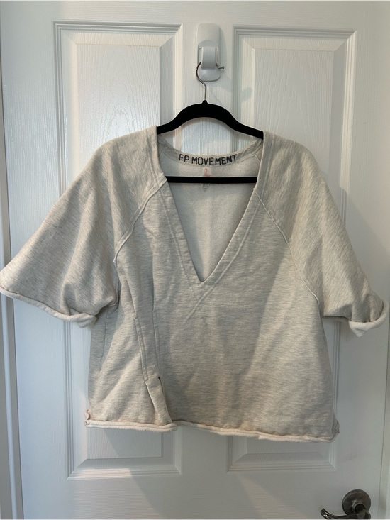 FP Movement by Free People Tops - FP Movement Light Gray V-Neck Boxy Pullover